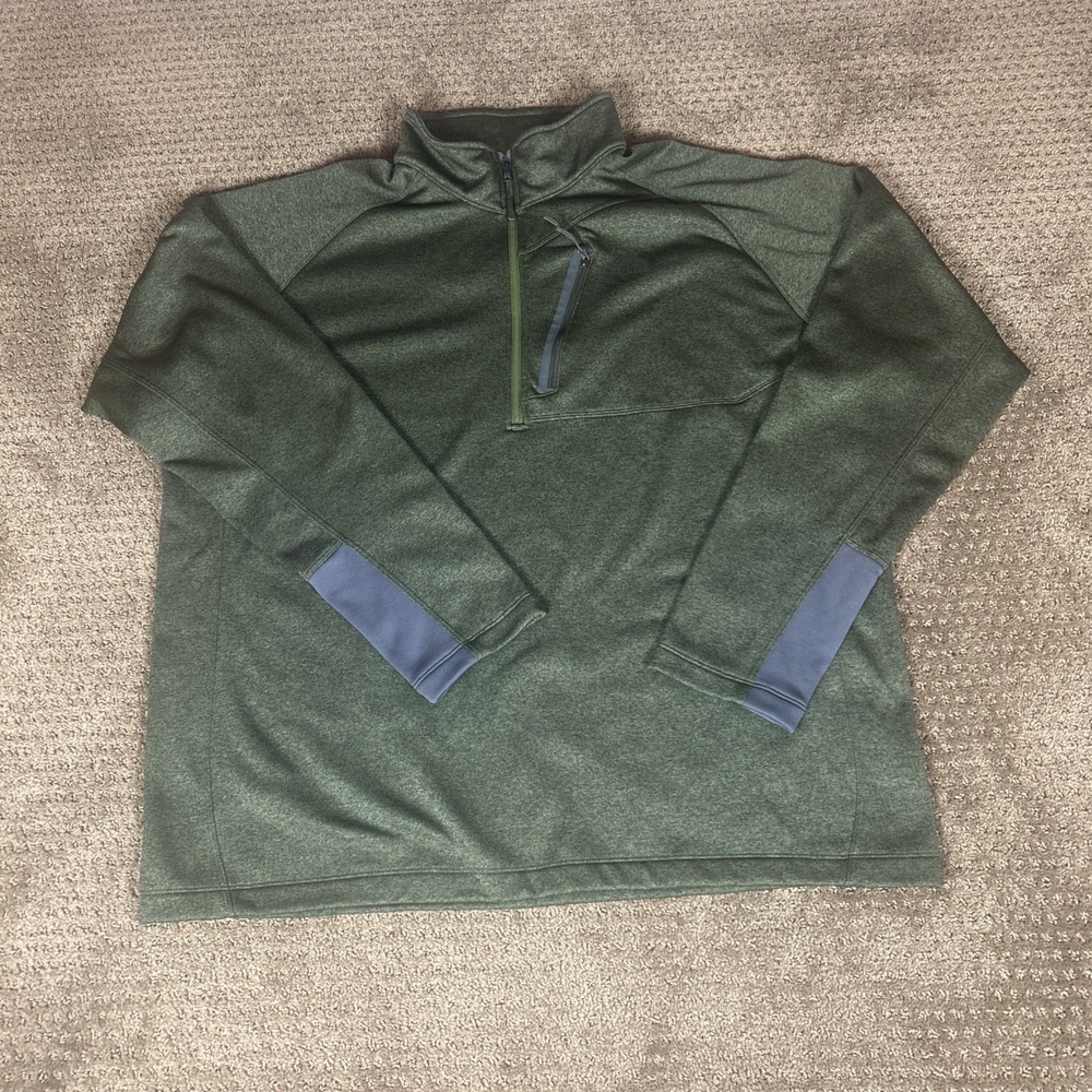 The North Face Mens Green Heathered 1/4 Zip Fleece‎ Pullover Jacket XXL